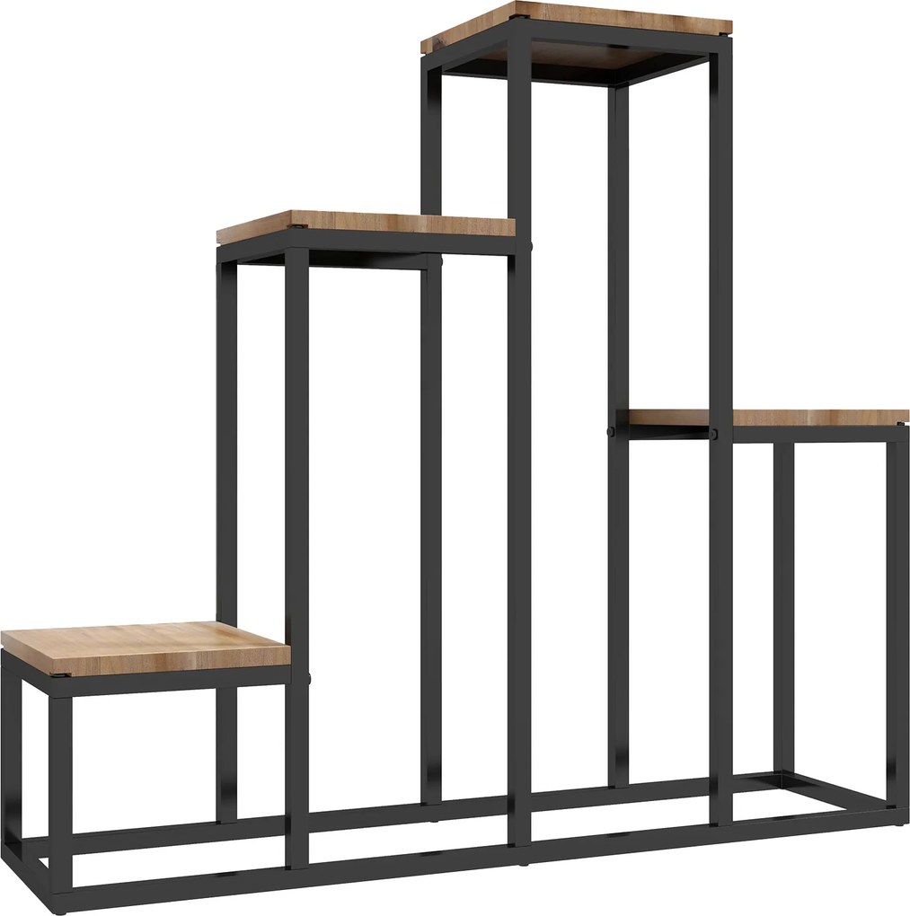 Outsunny Regał na kwiaty, 4 poziomy, wnętrze i zewnątrz, metalowa rama, 80 x 20 x 74 cm