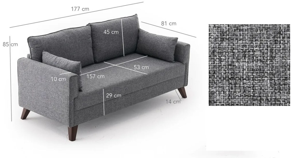 Sofa Bella 2 Szary