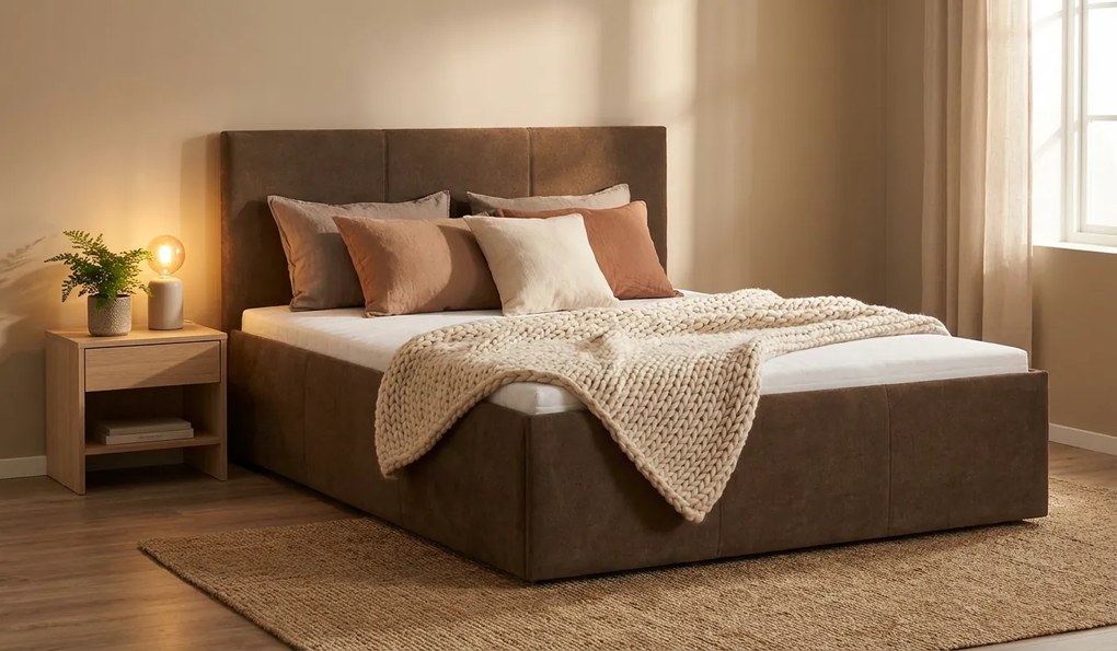 Łóżko TOWN 140x200 cm Jasny brąz Z materacem