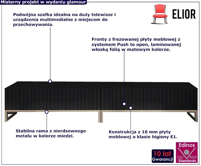 Zestaw 2 czarnych szafek RTV z lamelami - Filo 10X