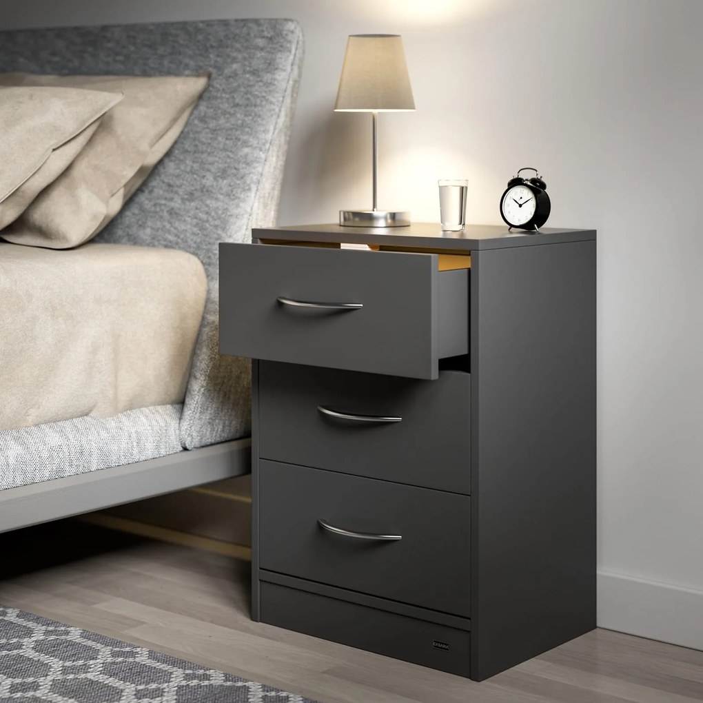 Szafka nocna ELOISE z podświetleniem, 54x39x28cm, antracytowa Casaria
