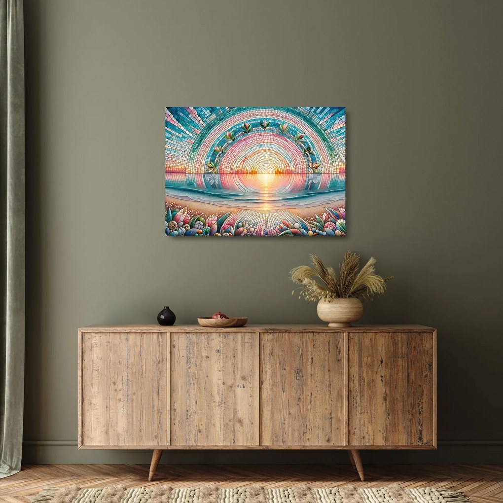 Obraz na szkle – Mozaika zachodzącego słońca (70x50 cm)