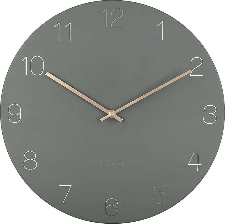 Zegar ścienny Charm Grawerowane cyfry - Dżunglowa zieleń - Ø40cm