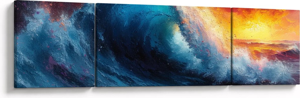 Obraz - Fala o zachodzie słońca (170x50 cm)