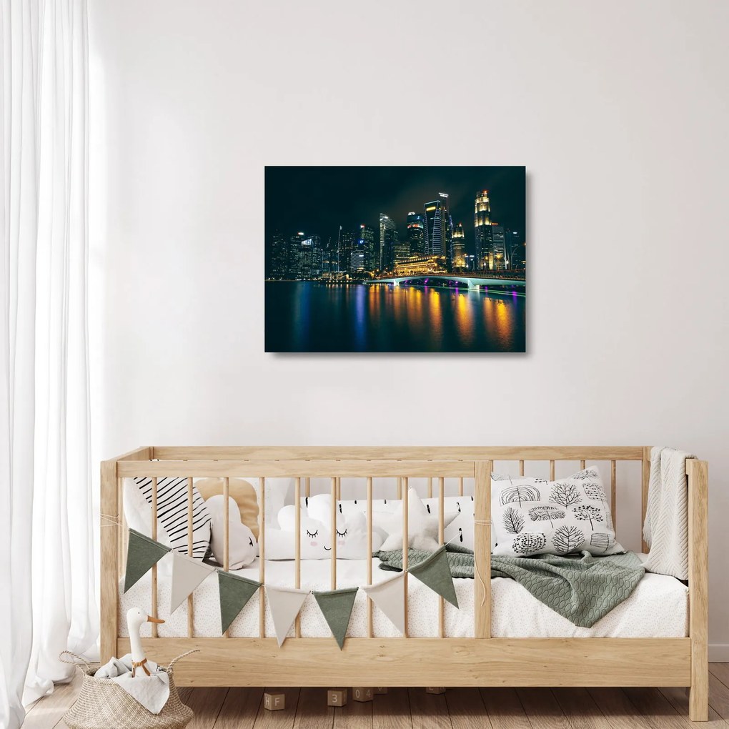 Obraz na szkle Singapuru nocą (70x50 cm)