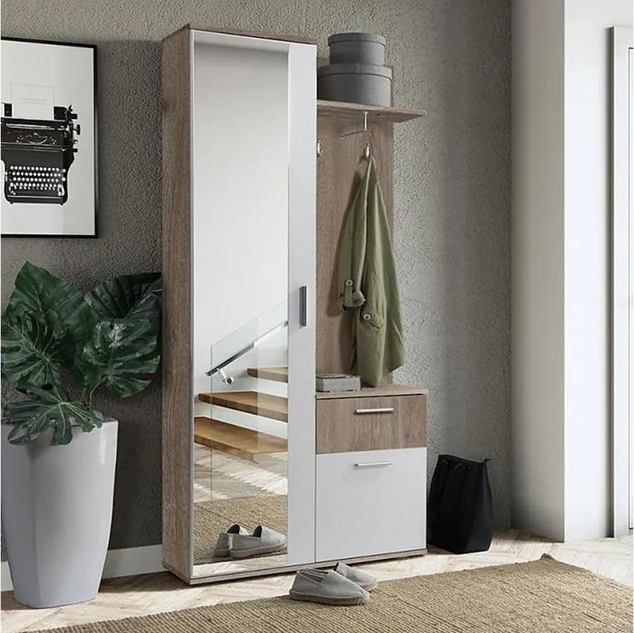 MINIO go for it, Garderoba ALEX w kolorze dąb truflowy / biel alpejska