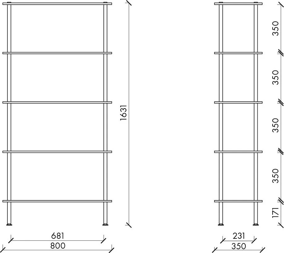 Regał w dekorze dębu w naturalnym kolorze 80x163x35 cm Teidi – noo.ma