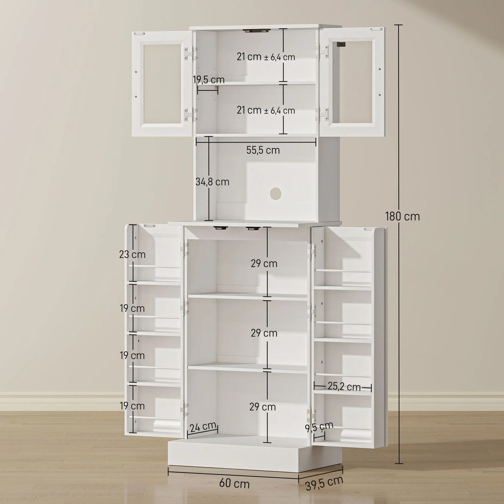 HOMCOM Biała szafka kuchenna z regulowaną półką drzwi akrylowe otwór na kable do kuchni i salonu | Aosom PL