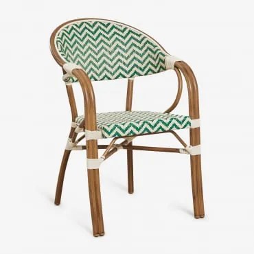 Krzesło Do Jadalni Brielle Bistro Stackable Aluminum Z Podłokietnikami Green - Gardenia Biel - Sklum