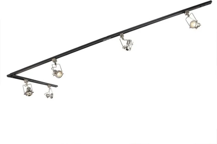 Inteligentny 1-fazowy system szynowy czarny ze stalą z 5 WiFi GU10 - Iconic Suplux