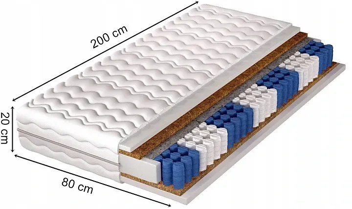 Materac kieszeniowo-kokosowy H5 80x200 - Tiare
