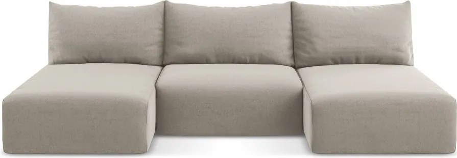 Szarobrązowy aksamitny rozkładany/ze schowkiem narożnik (w kształcie litery U) Kalena – Makamii