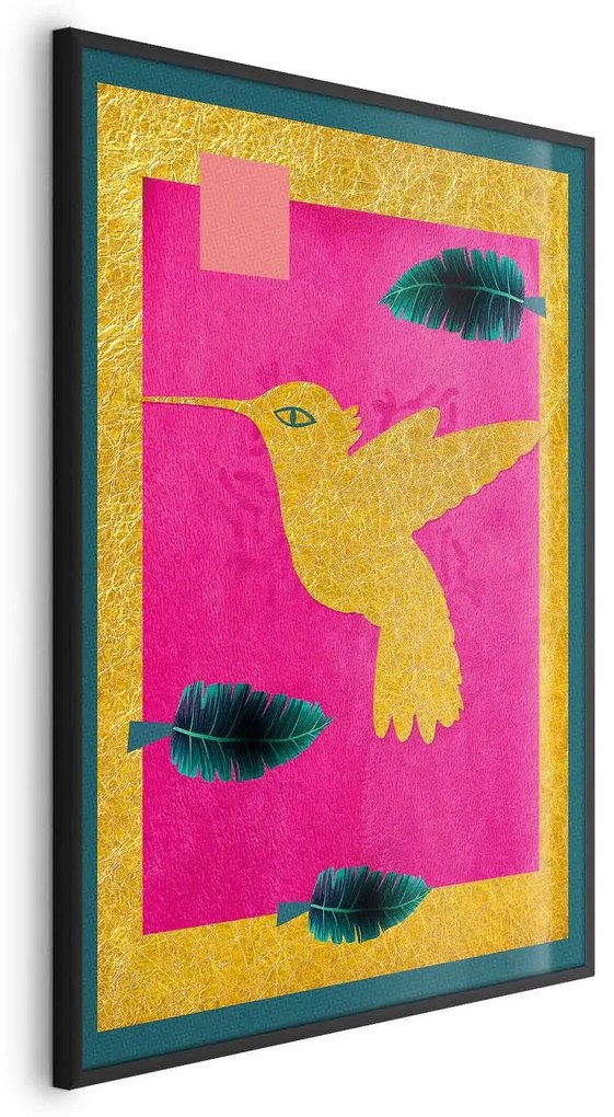 Plakat złotą koliber 60x90 cm z ramą czarną bez marginesu ARTGEIST B