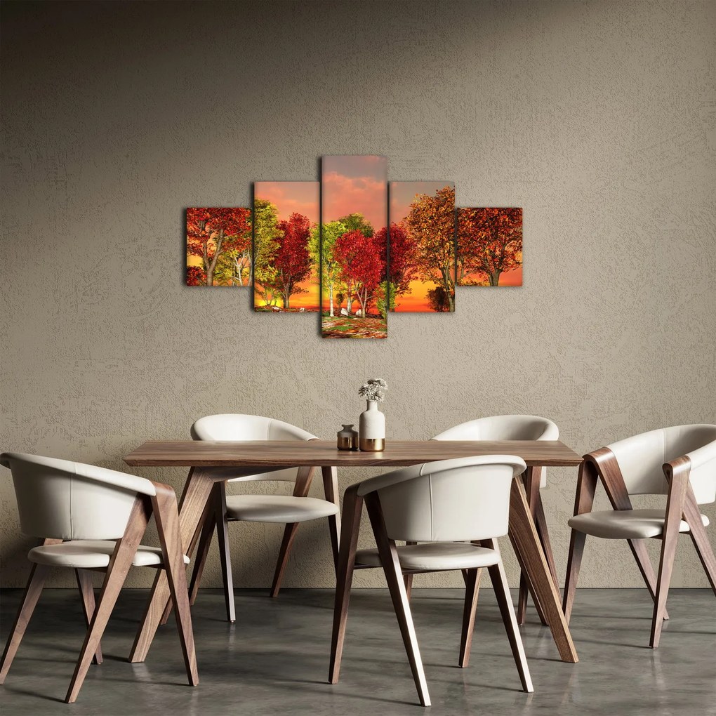 Obraz - Kolorowe drzewa (125x70 cm)
