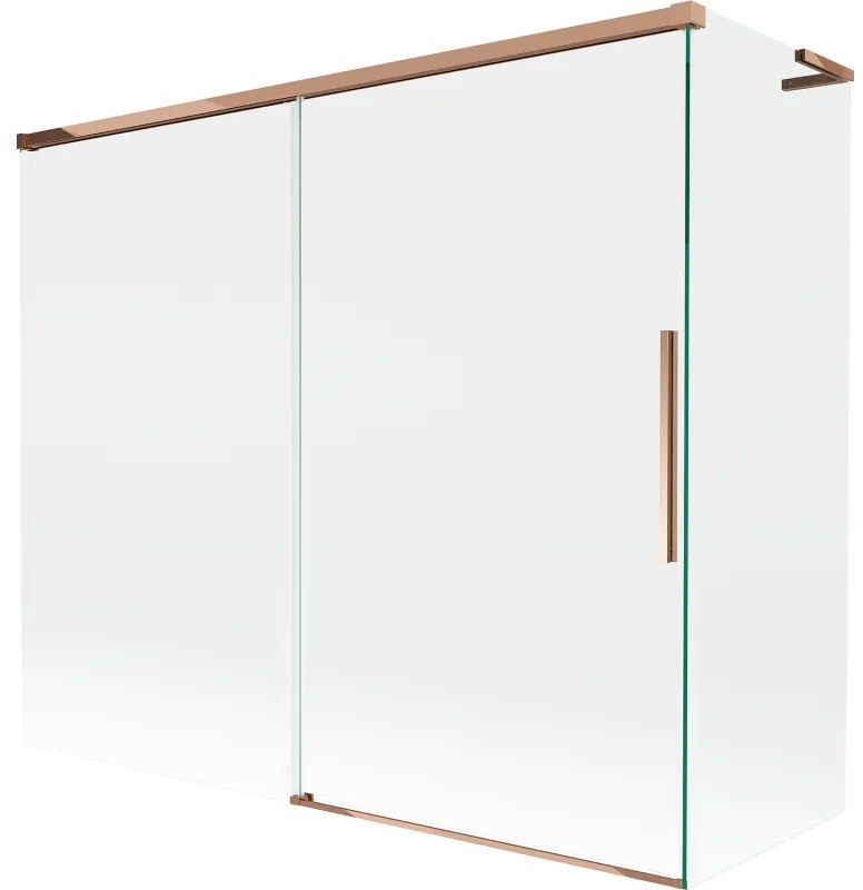 Mexen Rox L parawan nawannowy 2-skrzydłowy rozsuwany 180 + 80 x 150 cm, transparent, różowe złoto - 8C9L-180-080-60-00