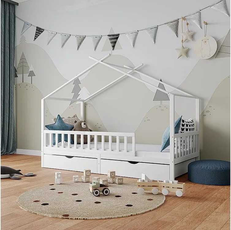 Łóżko domowe biały 206x96x155 franka