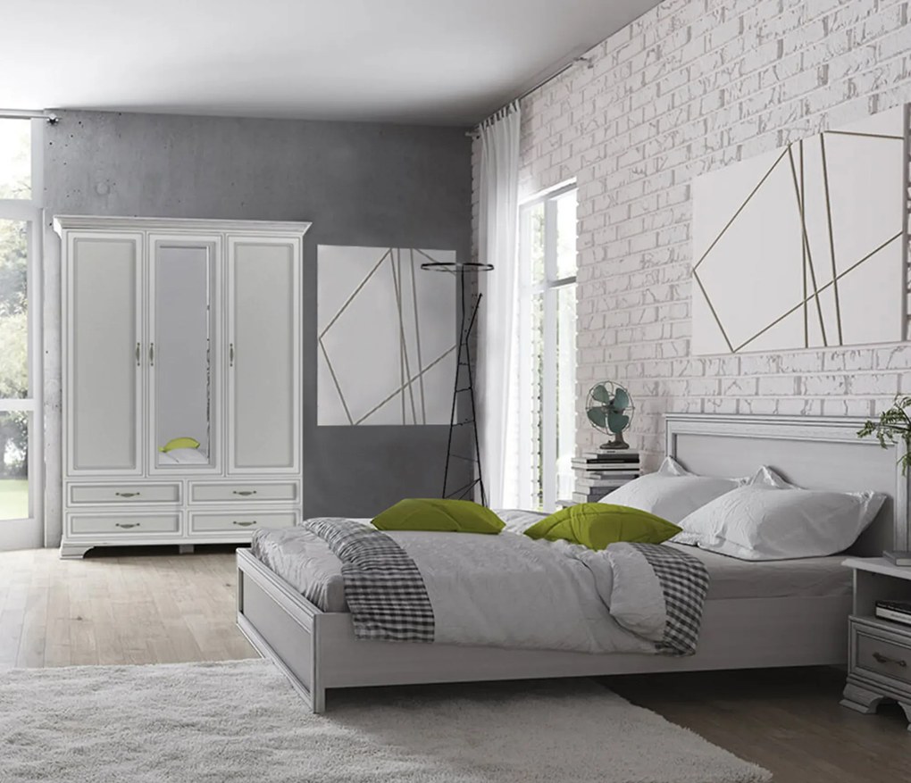 Klasyczne łóżko ze stelażem 160x200 fineline crema H6-D98