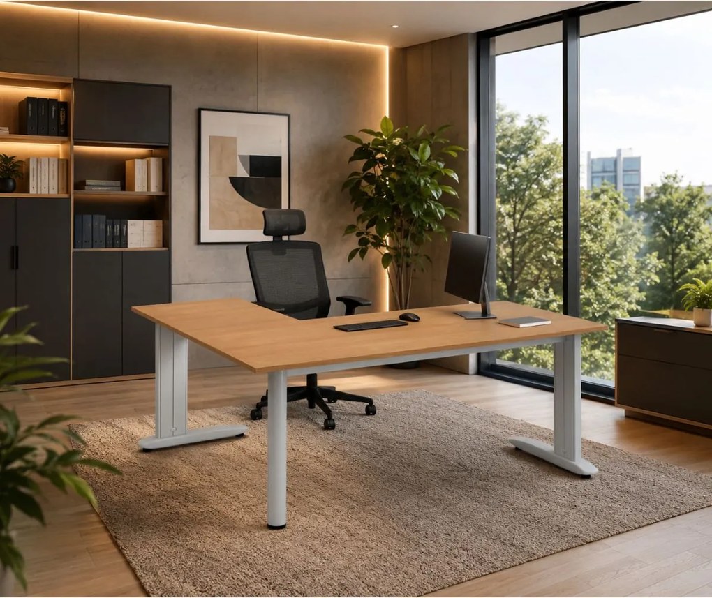 Narożne biurko PRIMO FLEXIBLE, 180x140 cm, orzech