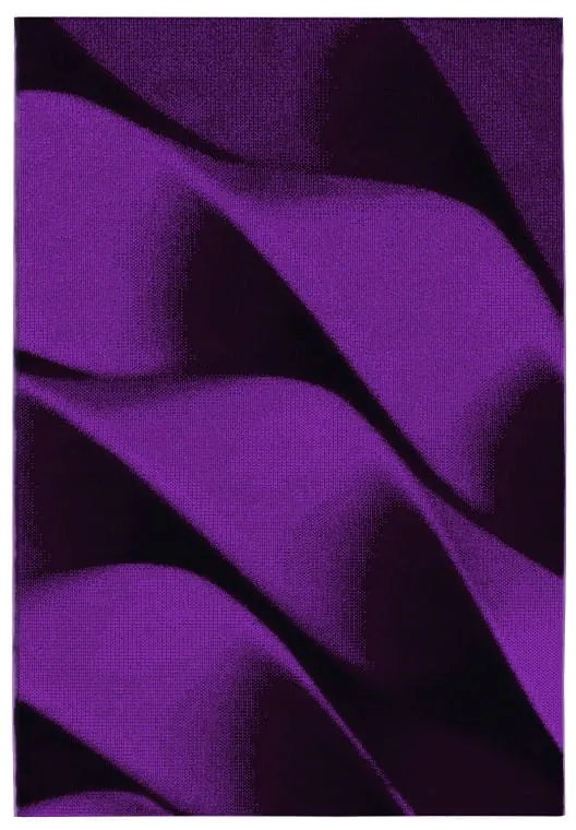 Dywan nowoczesny Parma Fale fioletowo-czarny 240 cm x 340 cm