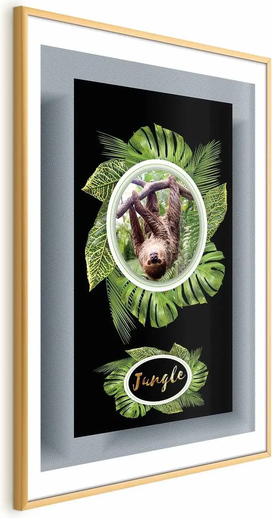 Plakat Leniwiec 60x90 cm z ramą złotą z marginesem ARTGEIST B