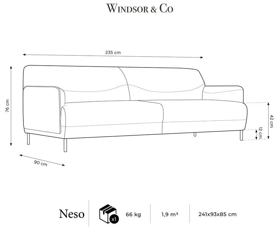 Jasnoszara sofa Windsor &amp; Co Sofas Neso, 235 cm