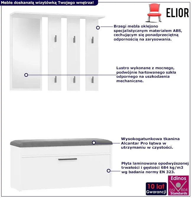 Biała garderoba z lustrem F5-R50
