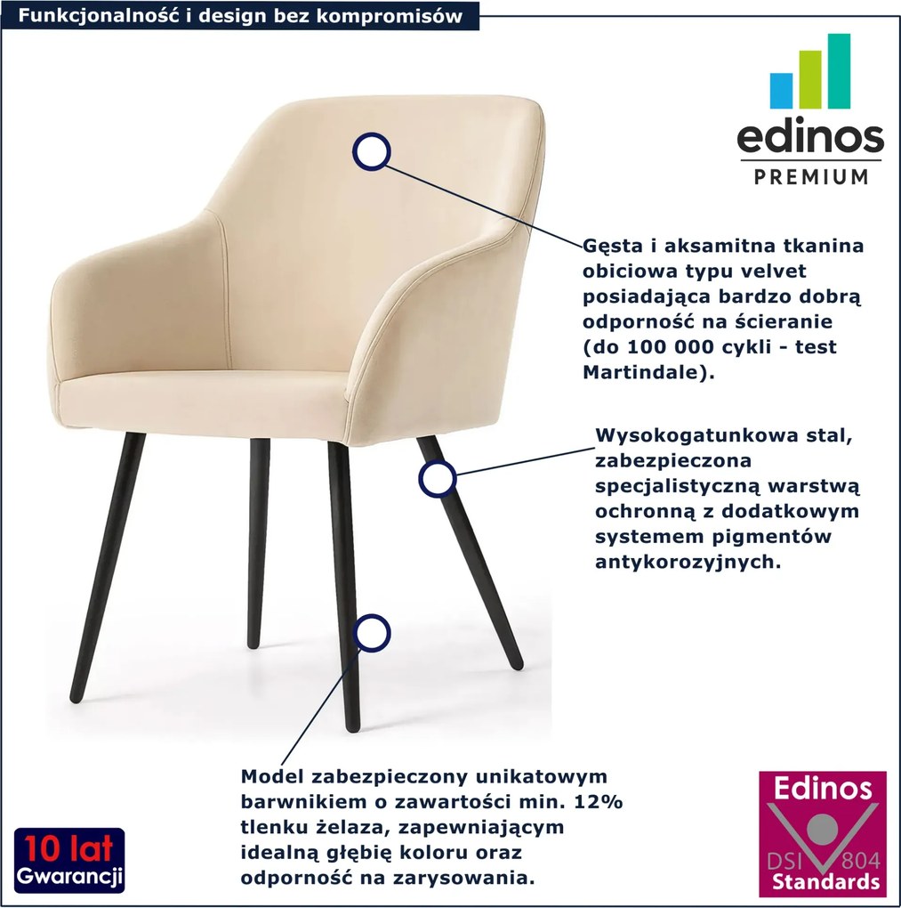 Zestaw 2 beżowych krzeseł welurowych W7-Z41
