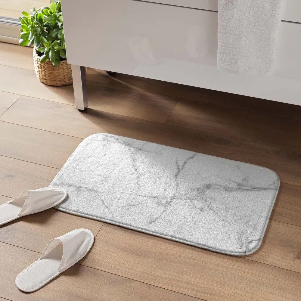 Biały/szary tekstylny dywanik łazienkowy 45x75 cm Marbre – douceur d'intérieur