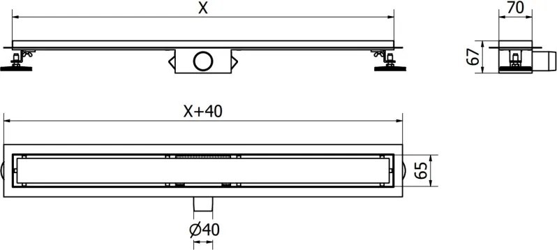 Mexen Flat M13 odpływ liniowy 2w1 110 cm, czarny - 1710110