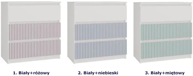 Nowoczesna komoda dla dziecka biały + miętowy - Arsa 6X