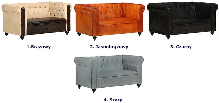 Skórzana 2-osobowa czarna sofa w stylu Chesterfield - Clementine 2Q