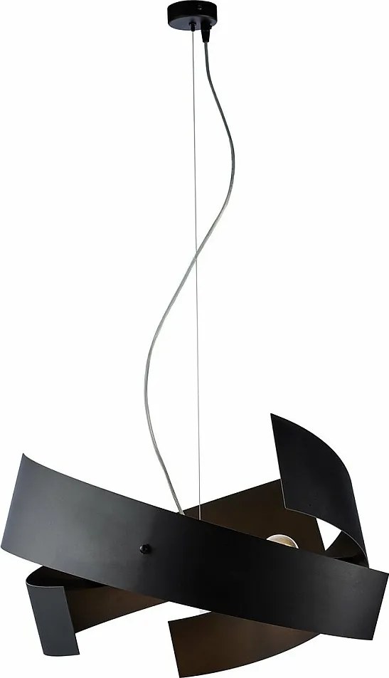 Lampa wisząca Elisa z ciętego laserowo żelaza lakierowanego na czarno z regulowanym kablem stalowym 3 światła 128 Ø57 BL226-3-NR