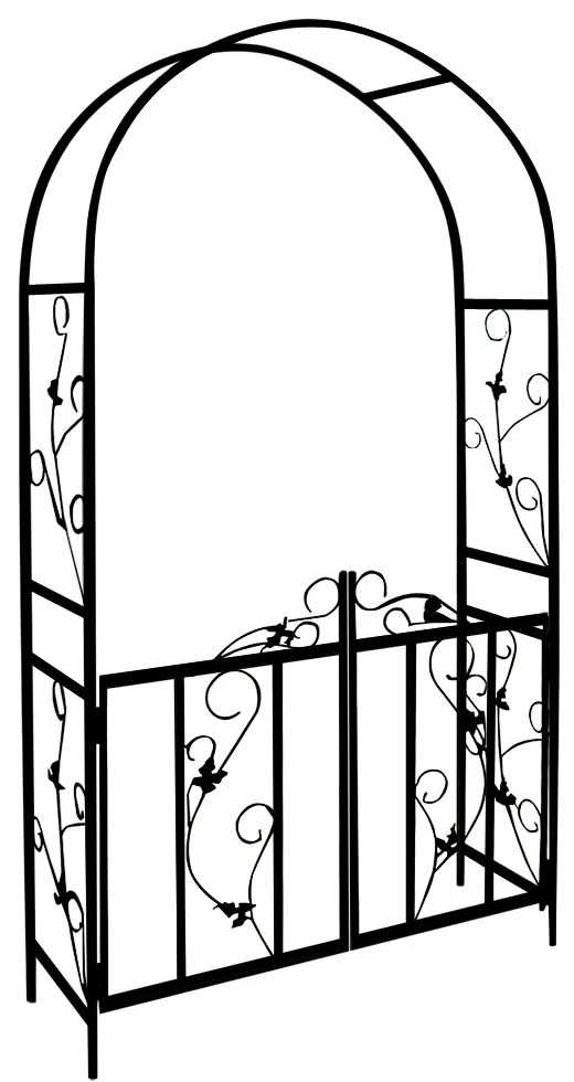 Łuk na róże ROMANCE z bramką, 225x115X37CM, czarna Gardebruk