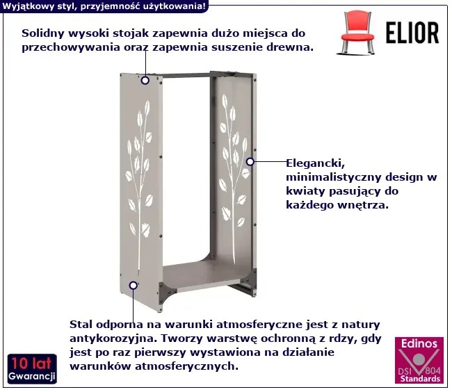 Stojak na drewno opałowe srebrny R9-N66