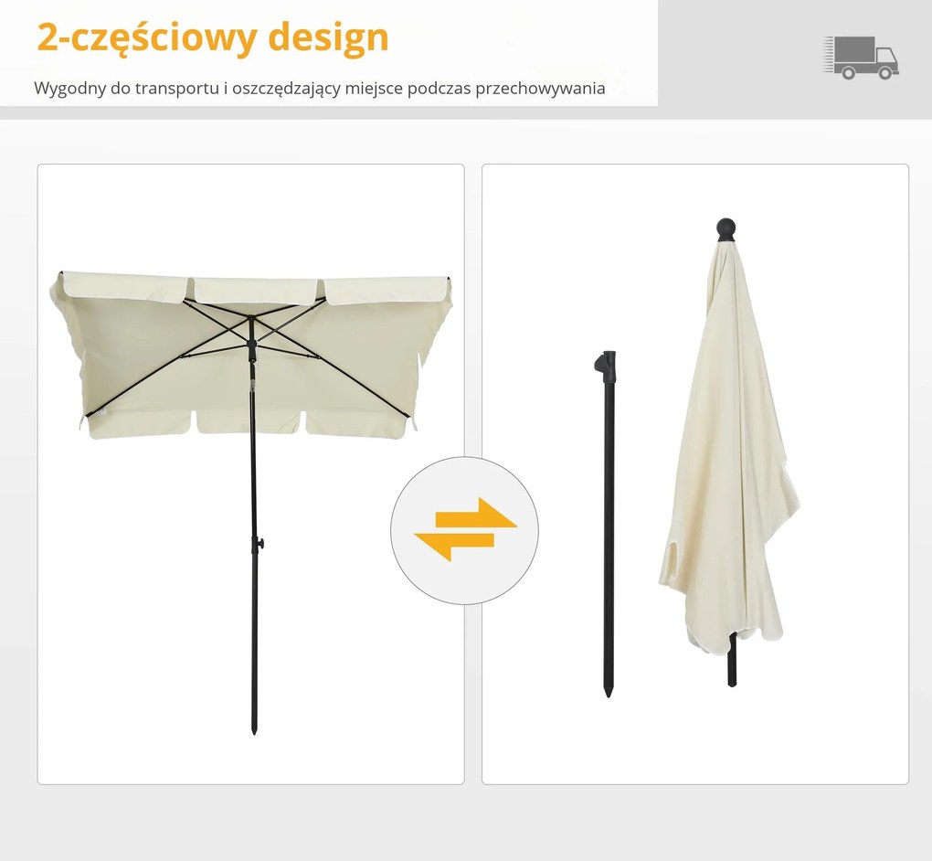 Outsunny Parasol Ogrodowy Składany Ochrona UV Kremowy Czarny Stylowy i Praktyczny do Ogrodu Balkonu Plaży | Aosom PL
