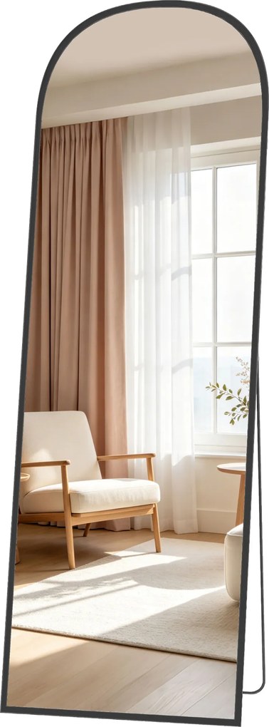 HOMCOM Lustro stojące, lustro w pełnej długości, nowoczesny design, 50 cm x 1,5 cm x 161,5 cm, czarne
