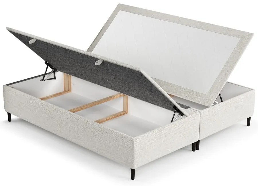 Kremowe tapicerowane łóżko dwuosobowe ze schowkiem 200x200 cm Tate – Maison de Rêve