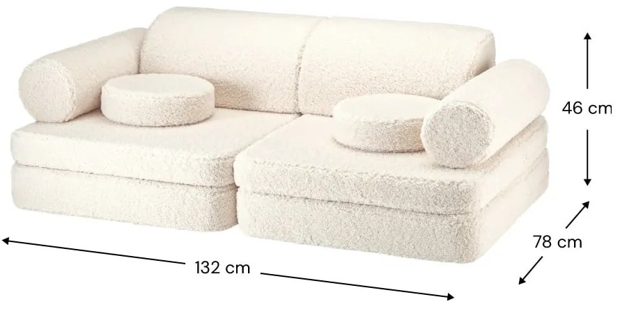 Kremowa sofa dla dzieci z materiału bouclé 132 cm Settee – Wigiwama