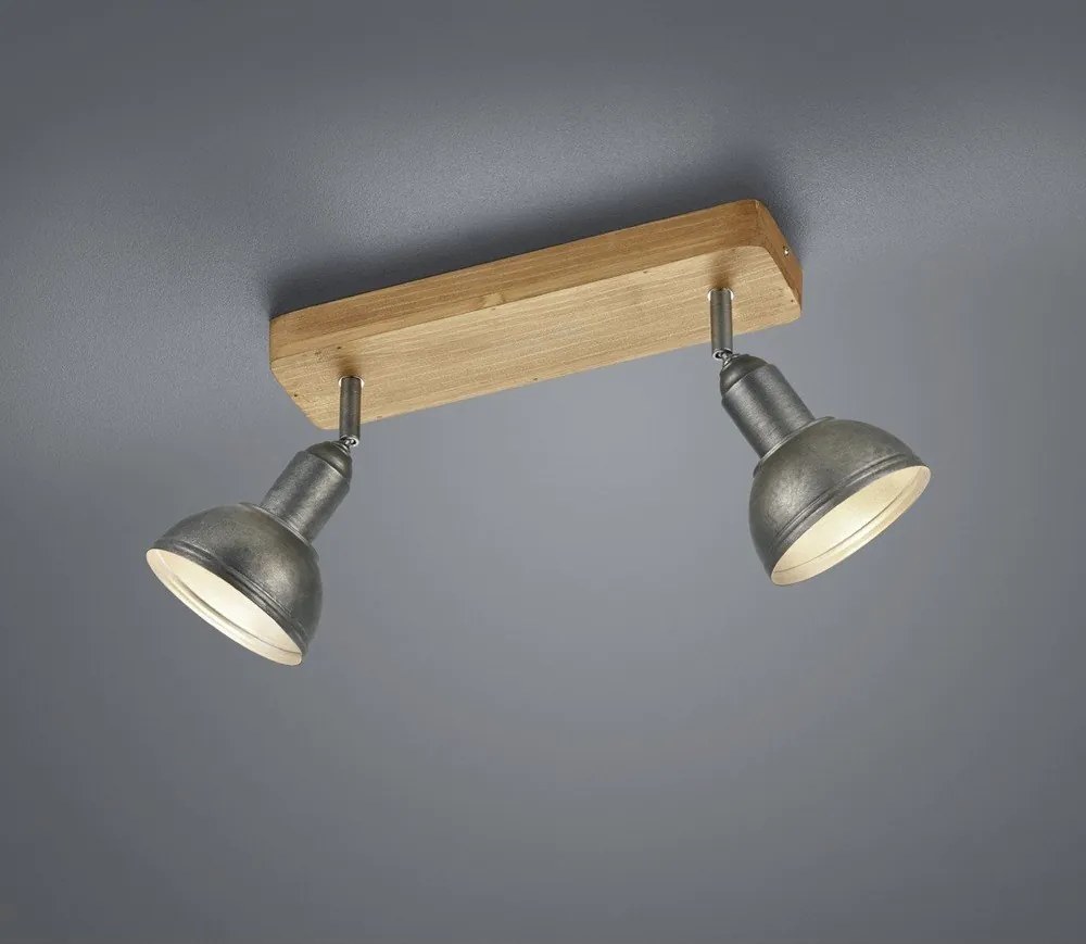 Ciemnoszaro-naturalna lampa punktowa 11x33 cm Delhi – Trio