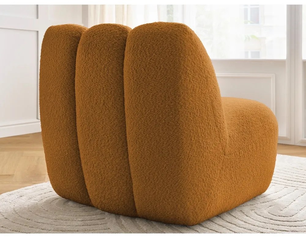 Musztardowy fotel z materiału bouclé Janissaire – Bobochic Paris