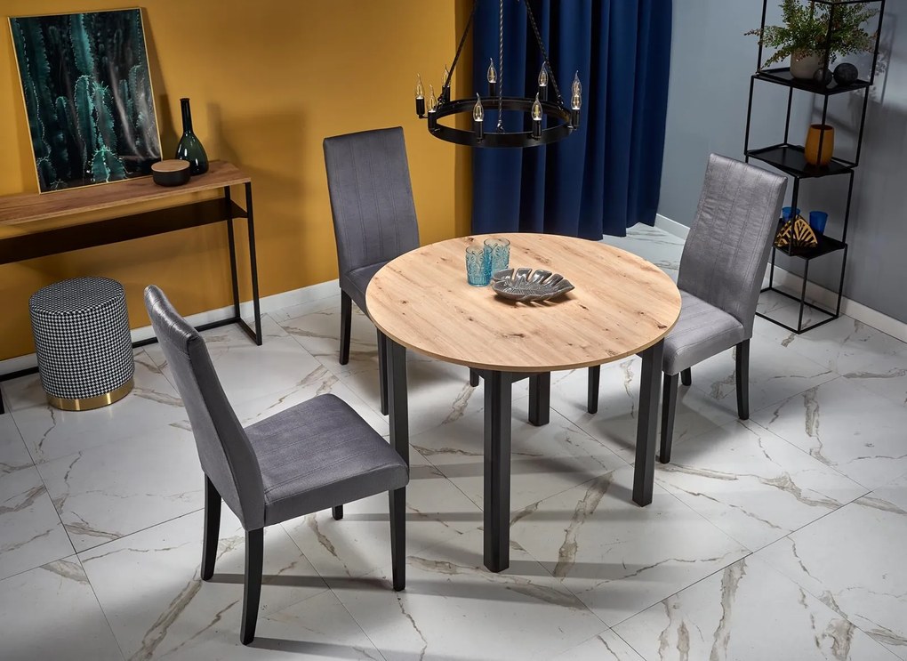 Okrągły stół z rozkładanym blatem w kolorze drewna Ringo Halmar dąb artisan