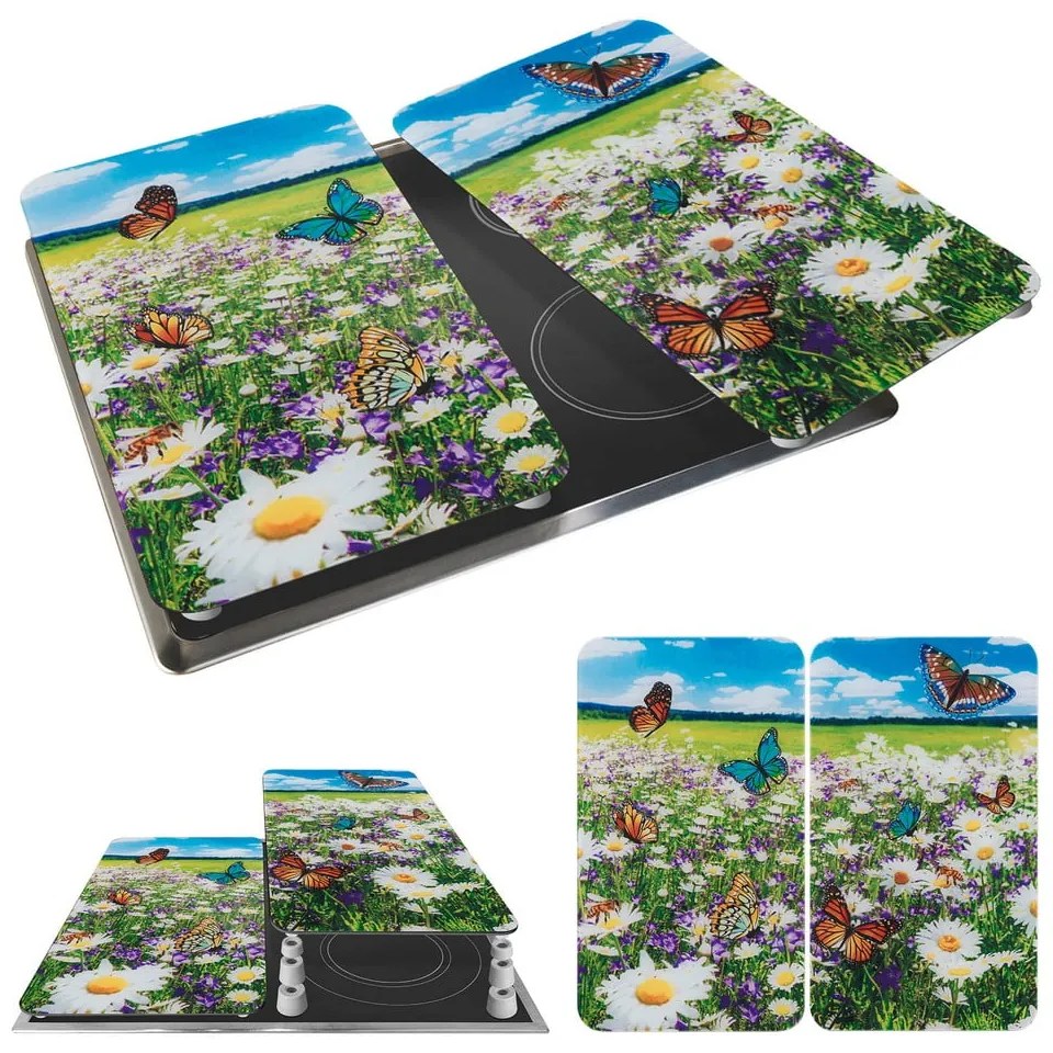 Płyty ochronne na kuchenkę ze szkła hartowanego zestaw 2 szt. 52x30 cm Summer Meadow – Maximex