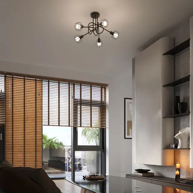 Czarny żyrandol pięcioramienny w stylu loft - A155-Mei
