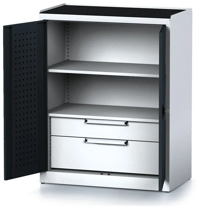 Szafa warsztatowa MECHANIC, 1170 x 920 x 500 mm, 1 półki, 2 szuflady, antracytowe drzwi