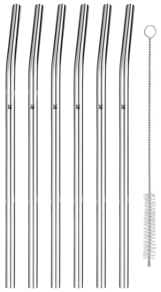Zestaw 6 słomek ze stali nierdzewnej ze szczoteczką do czyszczenia WMF Profi, dł. 24 cm