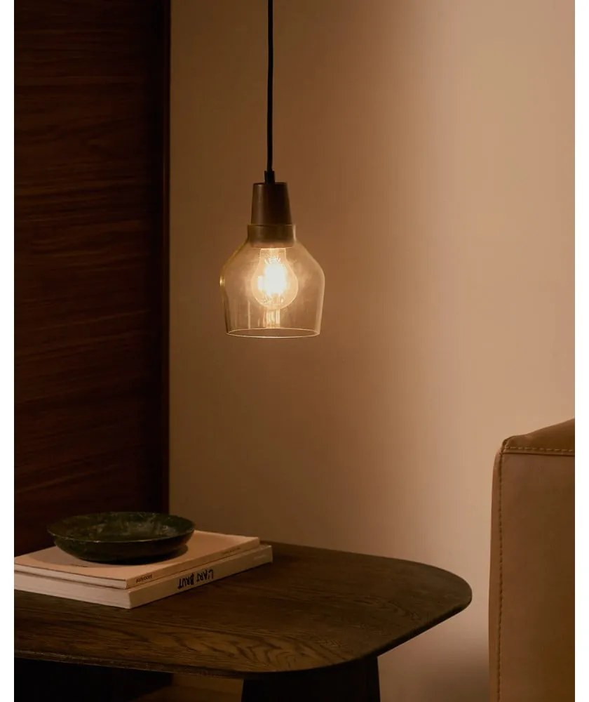 Zielona/w ciemnym naturalnym kolorze lampa wisząca ze szklanym kloszem ø 13,5 cm Silex – Kave Home