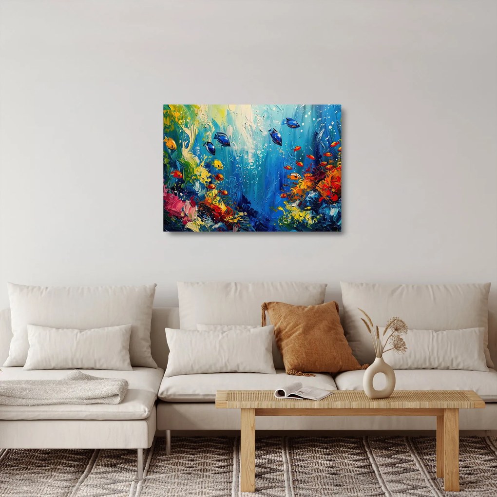 Obraz na szkle - Malowanie podwodnego świata (70x50 cm)