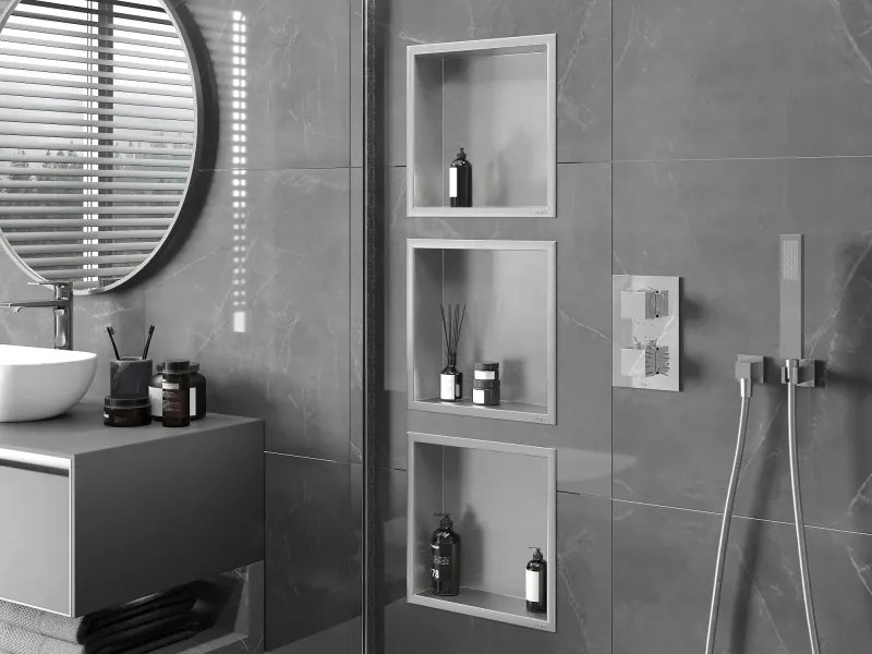 Mexen X-Wall-R półka wnękowa z kołnierzem 30 x 30 cm, inox - 1910303010