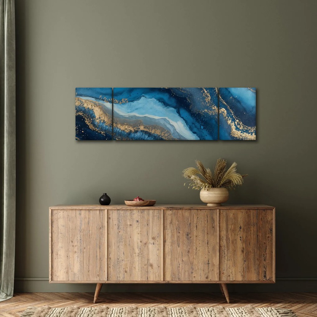 Obraz - Niebieska marmurowa abstrakcja (170x50 cm)