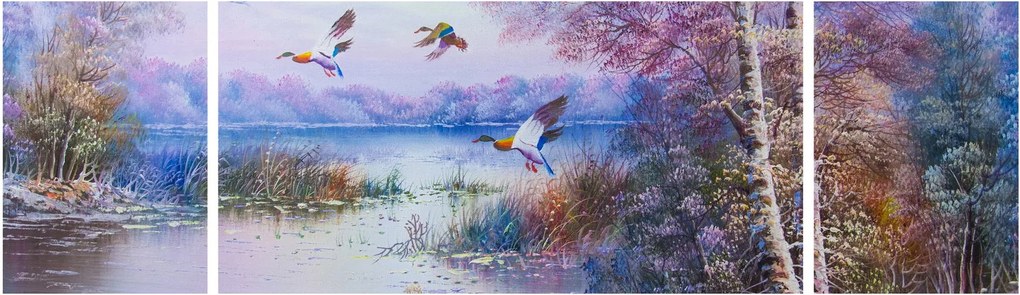 Obraz - Idzie jesień, obraz olejny (170x50 cm)